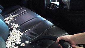 cleaning the car in the garage