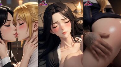 Athletic hentai librarian strapon fucked by tattoo goth and burly man