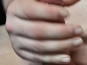 Crossdresser masturbates and cums close up in lingerie