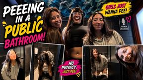 Girls Peeing in a Public Bathroom!