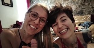 POV Double Blowjob with Natalie and Thea
