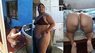 rico baño al aire libre mi vecino le gusta ver mi gran culo