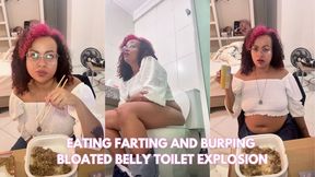 Eating Farting and Burping in the Hotel Room Bloated Belly Gassy Toilet Explosion & Shower