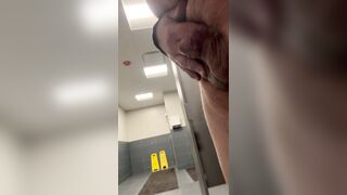 Nude in rest room at work