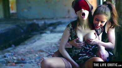Blonde and dark-haired women explore their bodies in intimate lingerie and nude close-ups