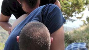 Little gay couple make love on fresh grass