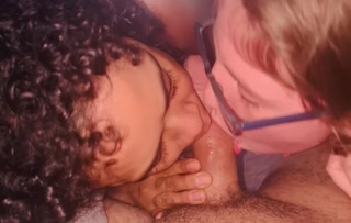 Two babes suck huge cock and enjoy it!!!