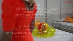Alla has a hot fuck with an inflatable deer and an inflatable beach ball and lets the air out of them