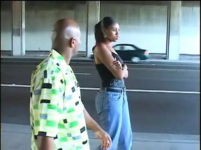 Black man eats a beautiful black girl&#039;s hairy pussy