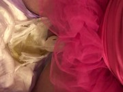 Open diaper sissy chastity pee