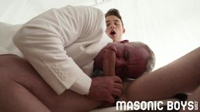 MasonicBoys - Cole Blue barebacked by suited platinum muscle dad Savage