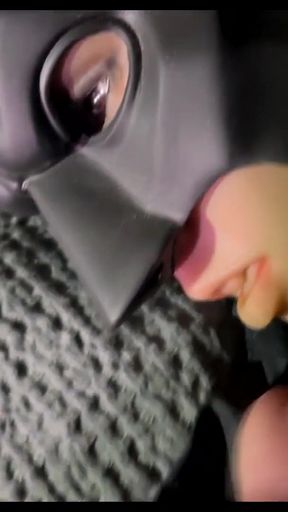 Emotional moment from "Muscular Joker fucks a sex doll dressed as Batman! Rough sex! Cum inside!"