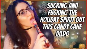 Sucking and Fucking the Holiday Spirit Out This Candy Cane Dildo