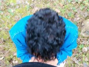 Amateur long blowjob public POV - sucking in light rainy day outside