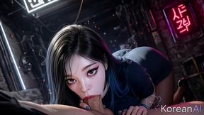 i made this juicy korean slut lick my balls and then filled her slit to the very bottom with hot cum [ai]