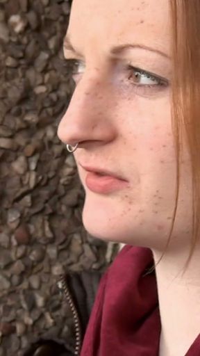 British redhead cutie Zara Durose gets her pale face jizzed   Clip 1