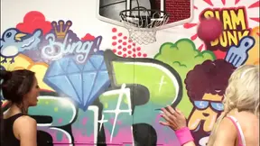 Two slits start licking each other before the referee enters their camp