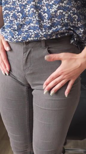 Naughty Colleague Shows Off Camel Toe In Tight Jeans   Clip 2