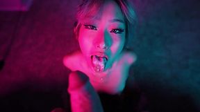 Asian slut eats my ass and blows my big dick till cum in her mouth