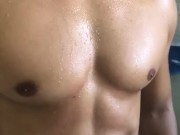 Dripping sweat after a hard workout