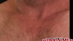 Mature lad with bushy chest & belly pulls his hard meat