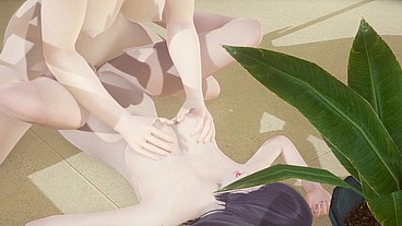 Hentai Uncensored - Futanari fucks and grabs Shoko's tits in library - Japanese Asian Manga Anime Game Porn