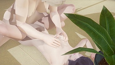 Hentai Uncensored - Futanari fucks and grabs Shoko's tits in library - Japanese Asian Manga Anime Game Porn