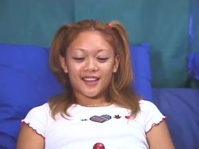 Sexy Asian pussy fucking dildo playing in a college uniform