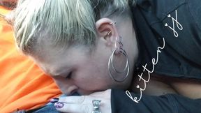 TEASER CLIP - FULL LENGTH VIDEO ON MY FANSLY at KITTENJJ Watch me suck that BWc in a Public Car Lot, Almost Got Caught