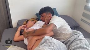 Sharing a bed with my sexy stepsister, she sucks me dry then swallows my juices.