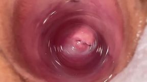 Camera Explores Mia's Tight Creamy Pussy Deep Inside