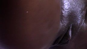 black cherry shows off her oily big clit from two angles