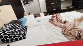 Crazy Sex in the Bedroom Amateur Couple Big Ass Wife, Big Tits, Hairy Pussy