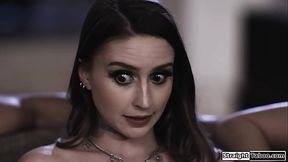 Busty MILF deepthroats BBC after licking her teen stepdaughter's pussy