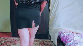 Sweet Trans Girl Leaning Against Wall with Coy Smile