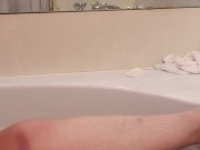 PREGNANT chunky FTM humps bath jets to cum HARD while masturbating, moans and shakes during orgasm