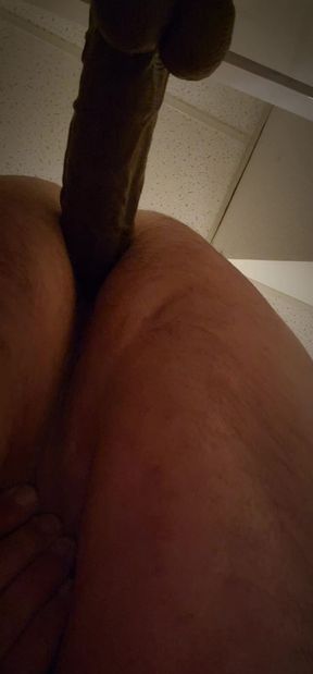 Chub fucking his Boi pussy with new BBC dildo