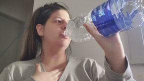 Close-Up Throat Swallowing – Drinking Water, Neck Movement, Gulp Fetish