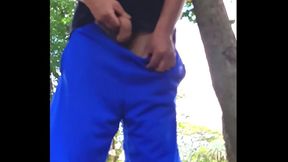 Swinging my flaccid thick cock in public