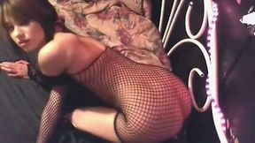 Goth babe's sexy webcam show in her room in sexy dress