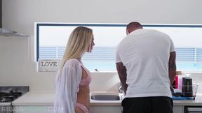 Curious Blonde Housewife Explores Passionate Encounters in the Kitchen with Isabelle Deltore