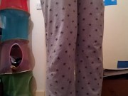FTM Pee Dancing and Desperately Wetting Grey Pajama Pants
