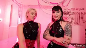 Hotwife Helena and Athena Fatale in cuck session with intense orgasm denial