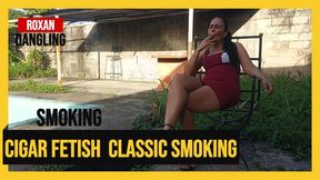 Smoking a cigarette and letting high heels hang on my feet (3)