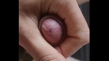 Playing with tape and my precum