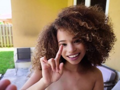Curly haired natural ebony banged pov