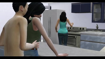 Hermanastros teniendo sexo duro a espaldas de su madrastra