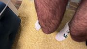 Gay Solo - Green Leaf Socks & White Cotton Fetish in Bedroom