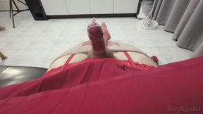 Sissykanisa in Red Skirt Play Whit Her Clit Until Cum