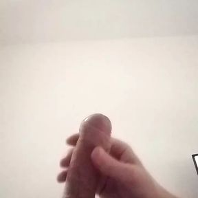 Guy jerking off uncircumcised cock on the table  #13